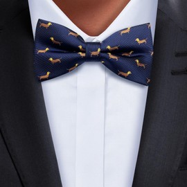 Retreez Funny Dachshund Bow Ties | Sausage Wiener Dog Bow Ties for Men | Formal and Casual Bow Tie | Gift For Coworker | Microfiber Pre-tied Bow Tie (5") - Navy Blue