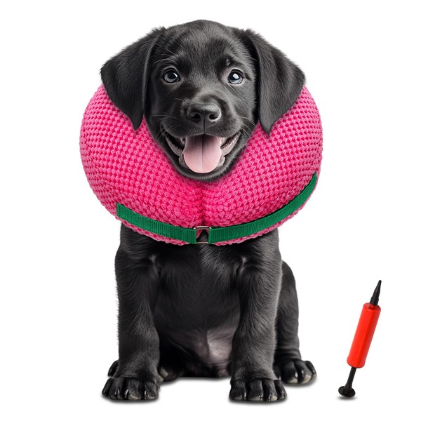 ipetstation Dog Donut Collar After Surgery,3D Massage Fabric Comfy Pillow,Dog
