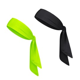 Head Ties Headband for Men & Women (2 Pack) Sport Headbands Adjustable Hair Band Scarf Wrap Bandana for Tennis Basketball Soccer Running Workout Yoga Gym Cycling Fitness Under Helmet Liner Headwear