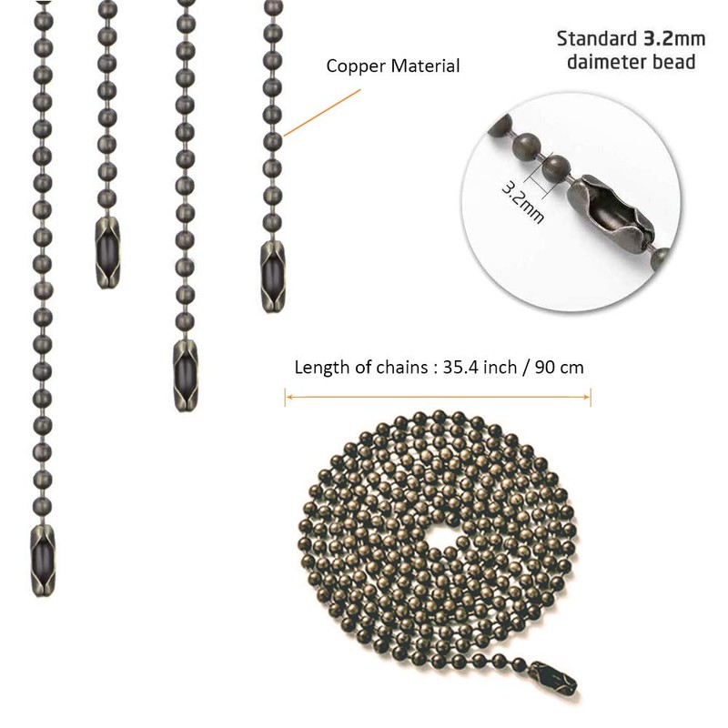 Wayilea Ceiling Fan Pulls Chain, 4 Pack Fan Extension Chain