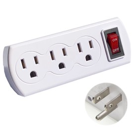 3 Prong Outlet Plug with Switch ON Off Power Wall Tap Adapter Triple Mini Multiple AC Grounded Energy Saving for Indoor Use ETL Listed