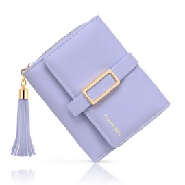 Pomelo Best Small Purse for Women RFID Blocking Ladies Wallet Compact Trifold Vegan Leather Womens Wallet with Zipper Coin Pocket (Lavender)
