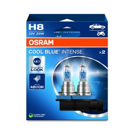 OSRAM COOL BLUE® INTENSE H8, up to 4,800K, halogen headlight lamp, LED look, Hanging folding box (2 lamps)