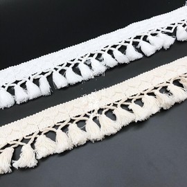 Yulakes Boho Long Fringe Trim, 5 Yards, for Drapery, Curtains, Pillows, Carpet, Lamp, Umbrella, Decorative Crafts, 6cm (Beige)