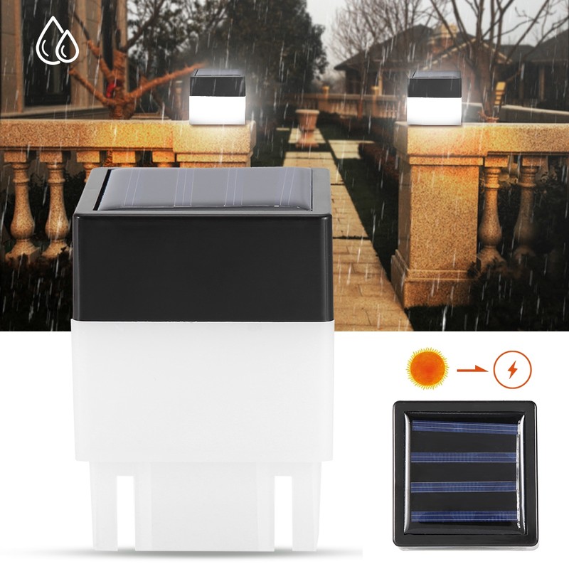 Solar Powered LED Square White Light for Garden Fence Courtyard