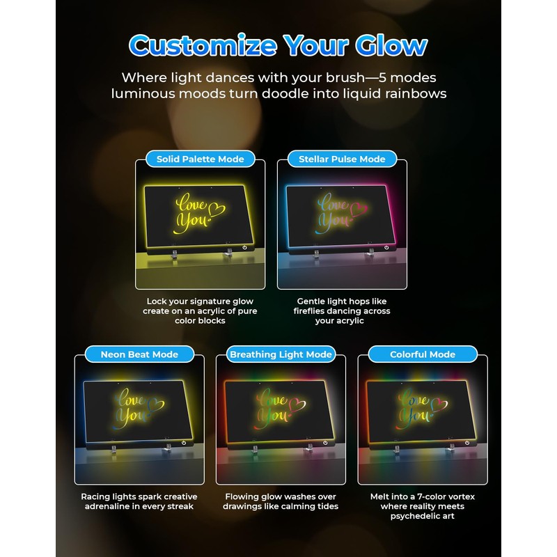 ITENGHUA Led Note Board with 7 Colors 13.7"X10", Acrylic Dry