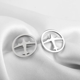 SEIRAA Airplane Stud Earrings Flight Attendants Gift Aircraft Earrings for Women (Airplane Earring)