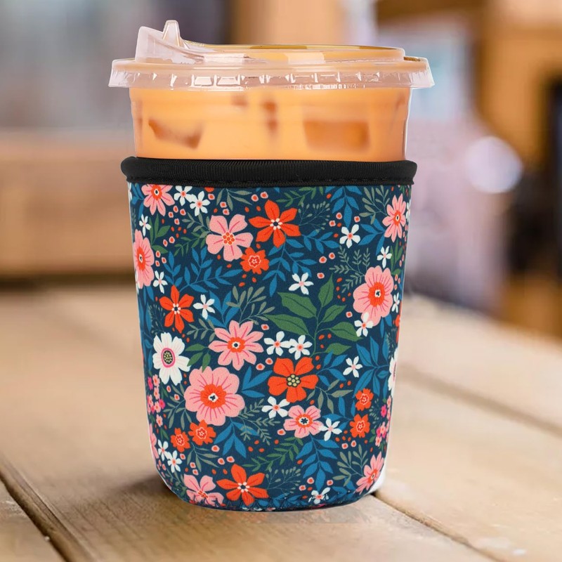Reusable 3-Pack Iced Coffee Cup Sleeve, Insulated Neoprene, Beverage Holder