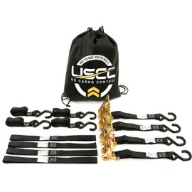 US Cargo Control Motorcycle Ratchet Strap Kit, Includes 6 Motorcycle Tie Down Straps, Convenient Motorcycle Accessories for Trailer Tie Down System, Secures Motorcycles & ATVs to Pickups and Trailers
