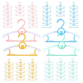 60 Pack Baby Hangers for Closet - Plastic Kids Hangers, Space Saving, Non Slip, Extendable, Heavy Duty, Mixed Color