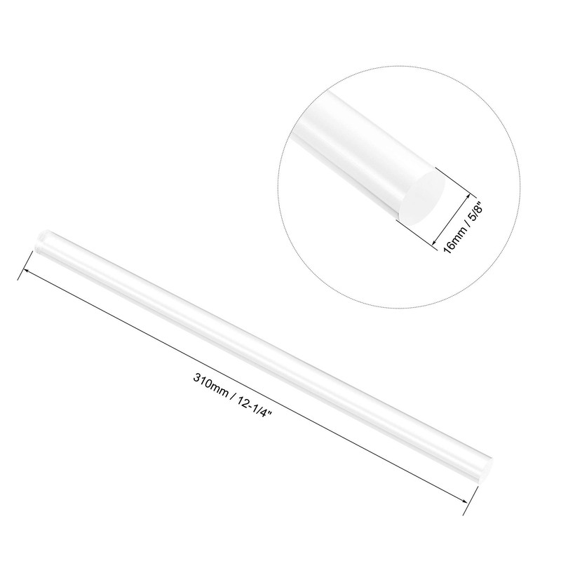 sourcing map Acrylic Round Rod, Clear,5/8" Diameter 12-1/4" Length, Solid