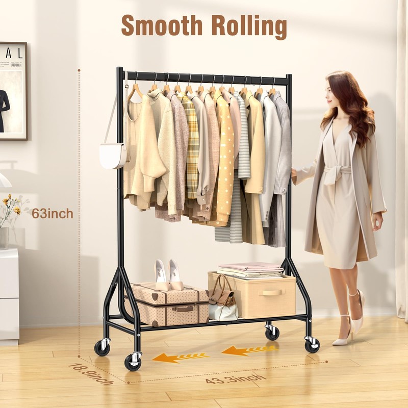 EAGMAK Heavy Duty Clothes Rack Load 420 LBS, Rolling Garment