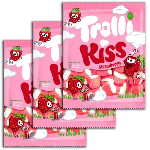 Trolli Strawberry Kiss 3 x 150g Fruit Gum Foam Sugar