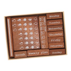 Gatuida 1set Vintage Wooden Stamps Set for DIY Crafting Retro Week Stamps for Journaling and Scrapbooking Compact for Easy Use for Creative Projects 12pcs