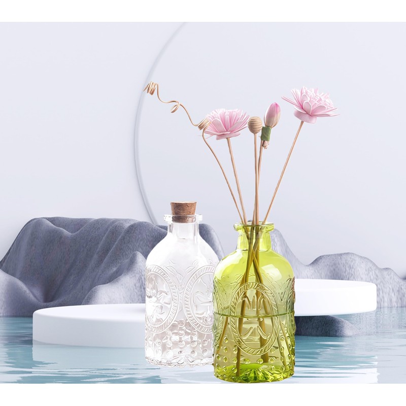 Gyaxiang 2Pcs Clear Glass Reed Diffuser Bottles with Cork Lid,Apothecary