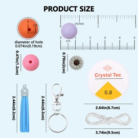 MARCHROSE 222pcs Keychain Making Kit,200pcs 12mm Silicone Beads Bulk 10pcs 20mm Flower Beads with 12pcs Accessories，Focal Beads for DIY Keychain Kit,Pen Making Kit with Beads