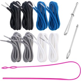 FFWHKON 8 Pieces Drawstring Replacement Kit with Three Easy Threaders, Ideal for Sweatpants, Shorts, Pants, Jackets, Coats, Drawstring Cords for Easy DIY Repairs