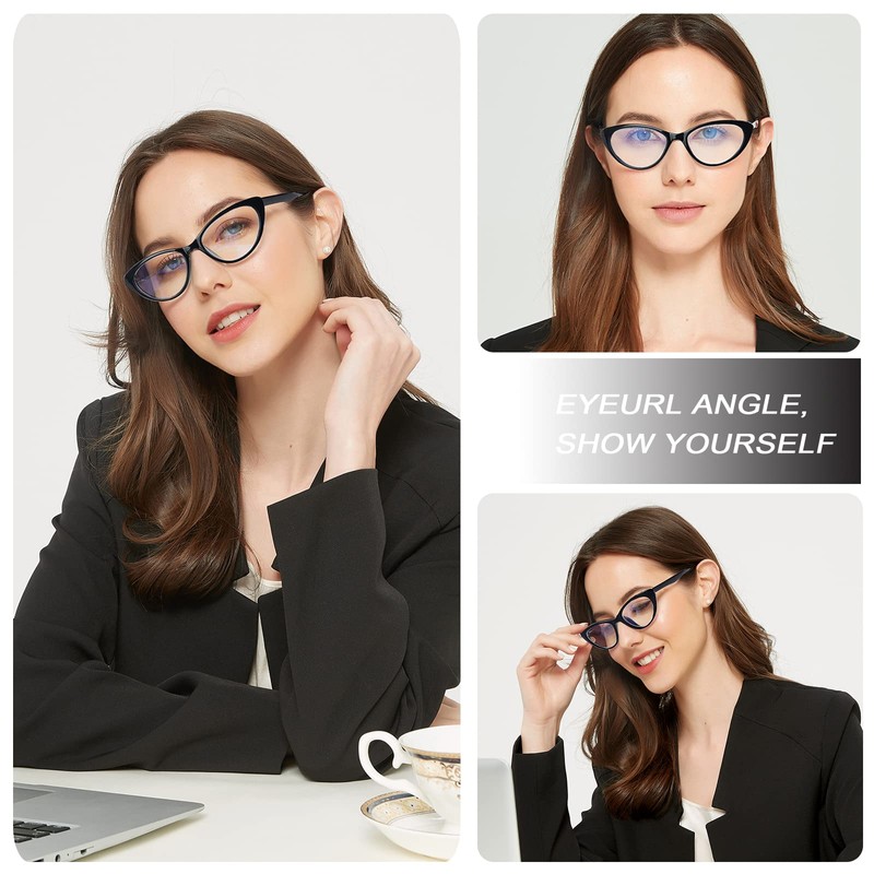 EYEURL Reading Glasses for Women 5 Pack Fashion Cat Eye