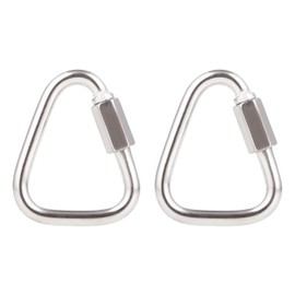 DELSWIN Triangle Carabiner Quick Chain Links - 2.9 Inch Stainless Steel Delta Quick Link, Heavy-Duty Marine Grade Carabiner Clip for Boat, Fitness, Swing, Pet, 2 Pack, 1700 Lbs Capacity