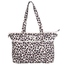 BÉABA, Madrid Modular 22L Changing Bag, Large Capacity Tote Bag, Baby Changing Bag for Mum & Dad with 11 Pockets, Insulated Pocket, Pushchair Attachment, Padded Changing Mat, Leopard Clay