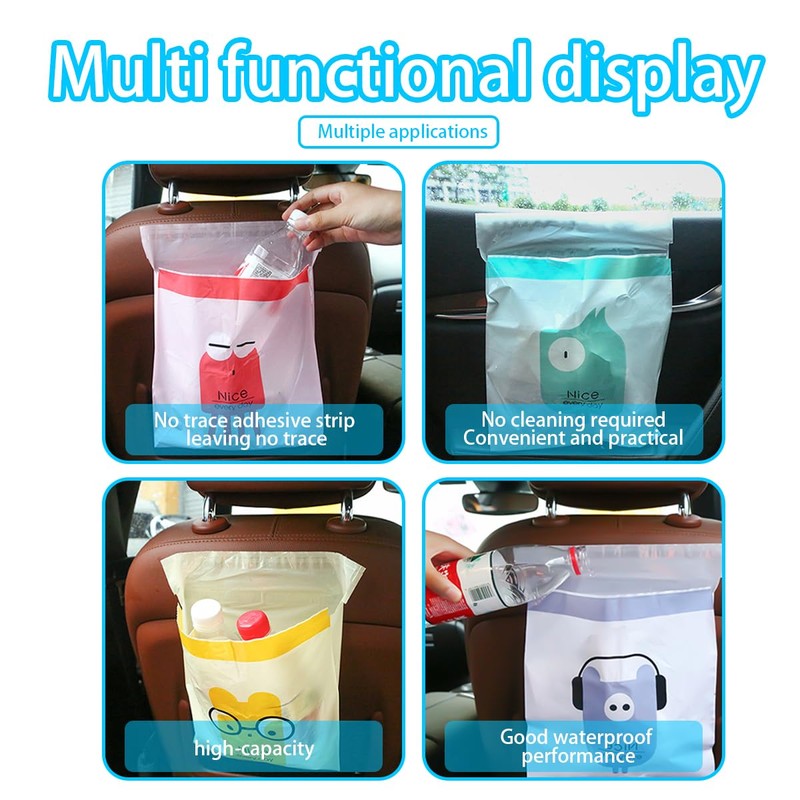 XINLIYA 60PCS Disposable Car Trash Bag, Easy Stick-On Portable Vehicle