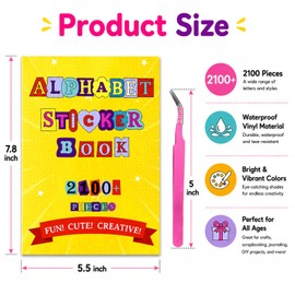 2100+ Pcs Scrapbook Letter Stickers Book, for Junk Journal, Scrapbooking, Journaling, Ransom Note Crafts, DIY Crafts - 30 Sheets of Waterproof Glossy Vinyl Letters, Great for Cards, Gifts, Home Decor