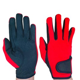 mustang eq Ladies Equestrian Gloves All Weather Outdoor Sports Gloves Horse Riding (Small, Red)