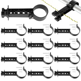 Pangda 12 Pcs Pipe Clamp Insulators Electric Fence T Post Insulators Tube Post Holds Conductors Mounted Hole Panels for Electric Fence Wire for Round Tubing (Black)