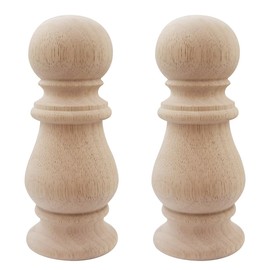 Btibpse Unfinished Wood Finial Newel Post Cap Bedpost Finial for Bed Rod Finials Flagpole Topper Crafts Pack of 2 Large Craft Finials (Style 1)