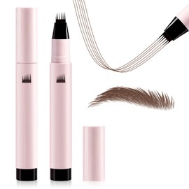 Boobeen 6-Tip Microblading Eyebrow Pen, Waterproof Eyebrow Pencils for Women to Effortlessly Create Natural Hair-Like Strokes, All-Day Wear Brow Pen，Brown