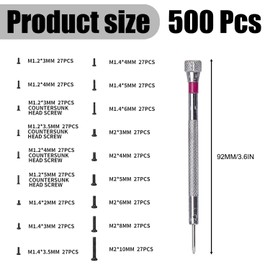 500 Pcs Small Screws Set – M1.2, M1.4, M2 Micro Screws Kit for Laptop, Watch, Sunglasses, Computer Repair – Durable Repair Tool Kit