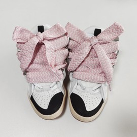 UamGlsob 3cm Thick Fat Shoe Laces for Sneakers, Original Jumbo Chunky Shoelaces Shoe Strings Replacement Laces (Pink+White, 54''/140cm)