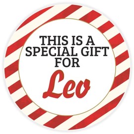 This is a Gift for Leo - Circle Sticker Decal 3 Inch - Candy Cane Merry Christmas Gift Tag Present Tree Holiday Custom Name Santa Claus