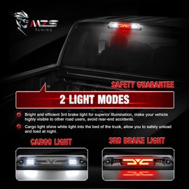 MZS Third Brake Light 3rd LED High Mount Stop Light Cargo Lamp Compatible with 2009-2014 F150 Plug-N-Play Waterproof Smoked Lens Red/White