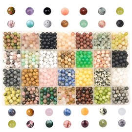 GorgGorho 1120pcs Crystal Beads for Jewelry Making Bulk,Natural Stone Beads Charm Gemstone DIY for Friendship Bracelet Making Kit Supplies(6mm,28 Color A)