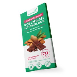 Simply Keto Lower Carb Schokolade mit Mandeln & 40% Kakao - Vollmilch Schokolade ohne Zuckerzusatz - Gesüßt mit Erythrit statt Zucker - Nur 14g Netto-Kohlenhydrate pro 100g - Glutenfrei