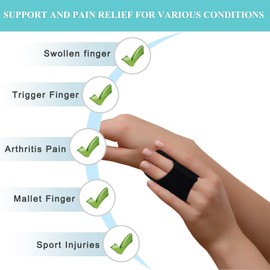 VHOPMORE Upgraded Finger Splint Finger Buddy Splints with 2 Metal Bars, Adjustable Trigger Finger Brace Mallet Finger Support Finger Protector for Arthritis, Injured Finger