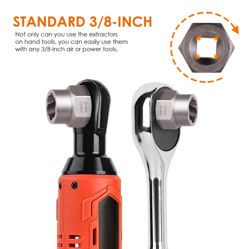 THINKWORK Bolt Extractor Kit, 13+1 Pieces Nut Extractor Socket Set,