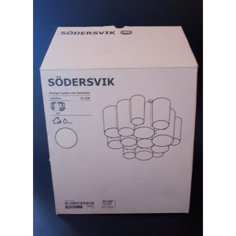 Ikea SODERSVIK Modern Ceiling/Wall LED Lamp Dimmable Glossy White 504.562.24