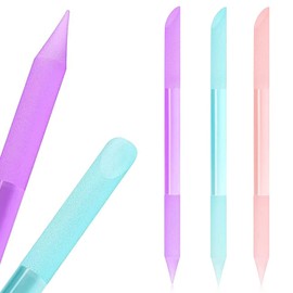 SILPECWEE 3 Pieces Glass Cuticle Pusher Crystal Glass Cuticle Stick Set Glass Nail File Double Sided Cuticle Remover Tool Cuticle Tools for Nails Manicure Pedicure Precision Filing (Dark Color)