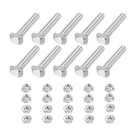 PATIKIL M5x25 Hammer Head Bolt T Screw, 10 Pcs T Slot Drop in Bolt Hammer Head Bolts with 10 Pcs Hexagon Flange Nuts for 2020 Series European Standard Aluminum Profile