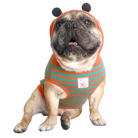 iChoue Pug Bee Honeybee Bumblebee Caterpillar Insect Halloween Costumes Hoodies Sleeveless Clothes Outfits Cosplay Shirts for Dogs French Bulldog Frenchie Boston Puppy - Orange Green, Small