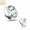 Unbranded 14K Solid White Gold Flat Dome CZ Gem Micro Dermal Anchor Top 14g - 4 mm