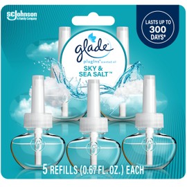 Glade PlugIns Refills Air Freshener, Scented and Essential Oils for Home and Bathroom, Sky & Sea Salt, 3.35 Fl Oz, 5 Count