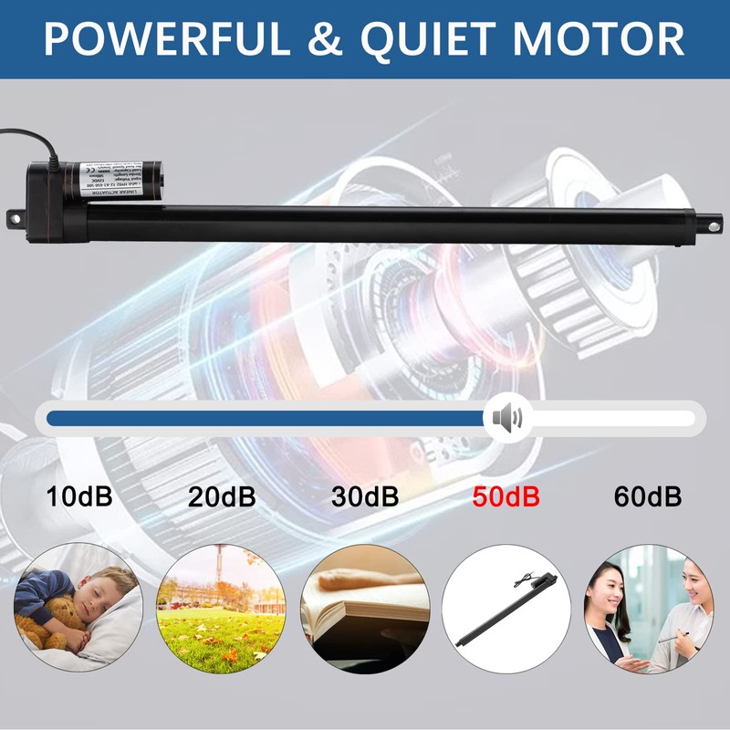 JQDML 34 Inch 34" Long Stroke 660lbs/3000N Speed 5mm/s Heavy