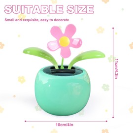 Solar Dancing Flowers Sunflower Decoration Sunflower Solar Powered Dancing Flowers Cute Car Decor for Men Women Funny Swinging Flower Ornaments for Office Desk Car Home Decorations (Light Green)