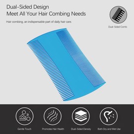 Double-Sided Pet Grooming Comb Set, 6-Pack Flea and Lice Combs with Rounded Teeth, Professional Dematting Tool for Pets