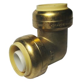 1 PIECE XFITTING 1" PUSH FIT ELBOW, CERTIFIED TO NSF ANSI61 LEAD FREE BRASS, PLUMBING FITTING FOR COPPER, PEX, CPVC