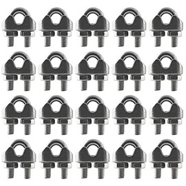HSTECH 20PCS 1/8 Inch M3 304 Stainless Steel Wire Rope Cable Clip Clamp, Used for Anything That Involves Cable Clips: Rigging, Temporary Guardrail Systems, Securing Loads, Hanging Banners Or Flags
