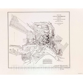 Historic 1961 Wall Map - Selected Civil War maps : reproduced from Originals Made by The U.S. Coast Survey, 1861-65 - City of Richmond, 1864 - Civil War maps 24in x 18in